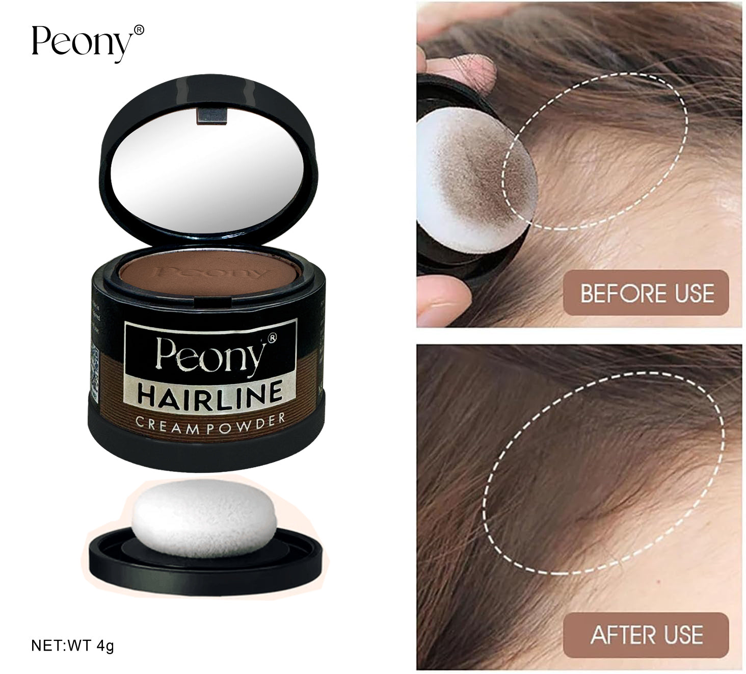 Peony 2in1 Hairline Cream Powder with 3 Extra Eyebrow Stencils