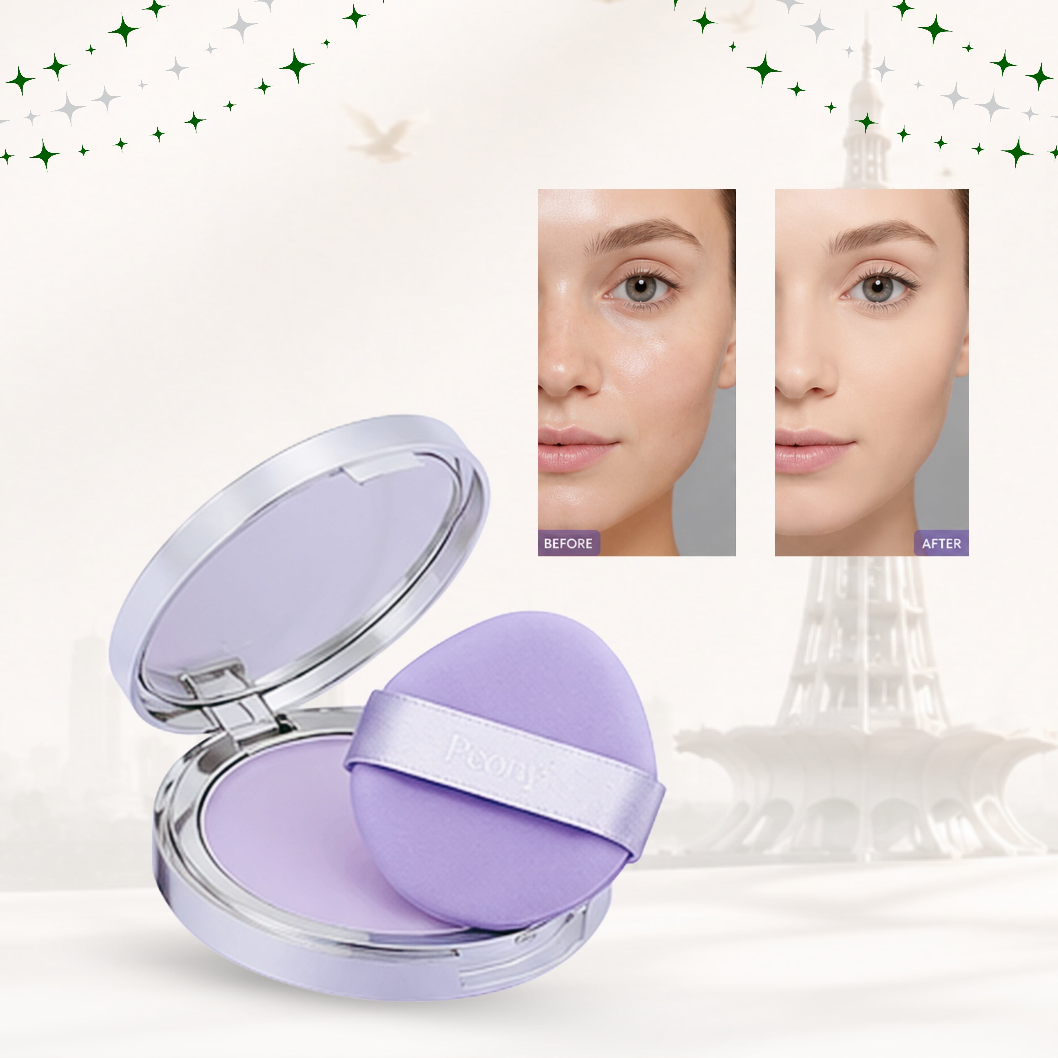Peony Lavender Matte Gel Compact – Oil-Control Setting Compact