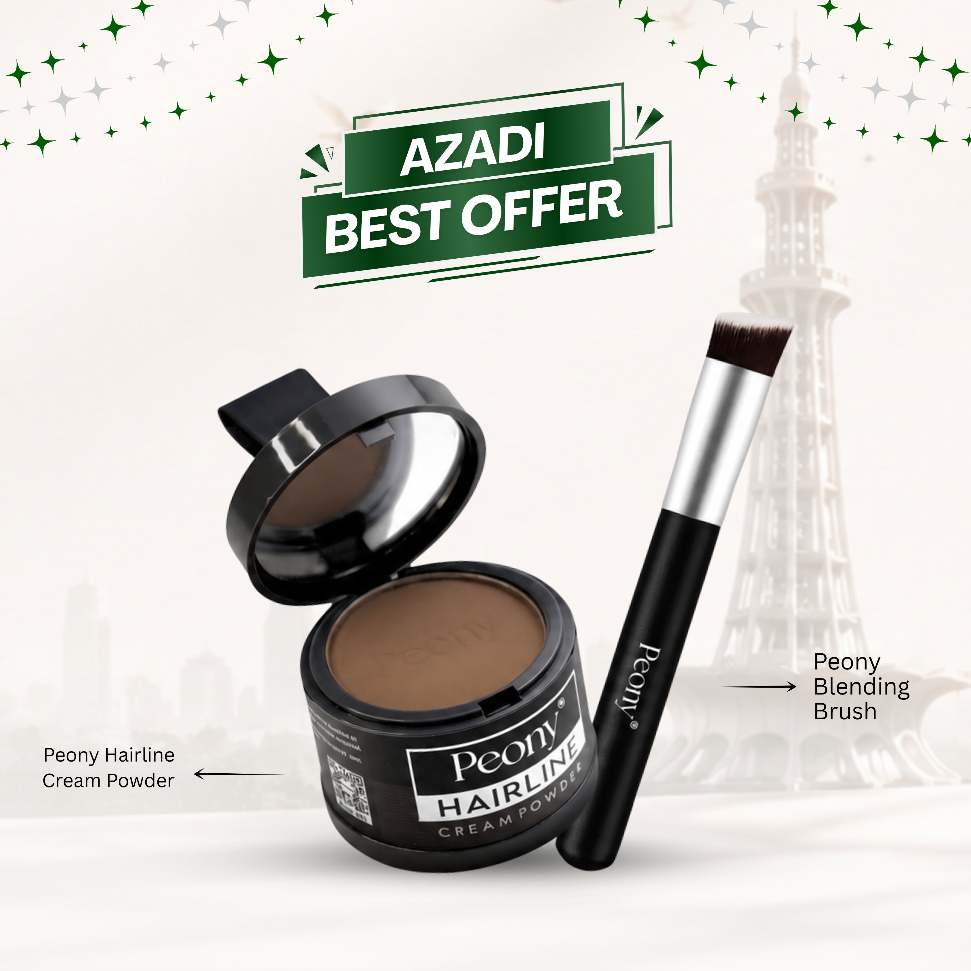 Peony Hairline Creamy Powder + Puff & Blending Brush